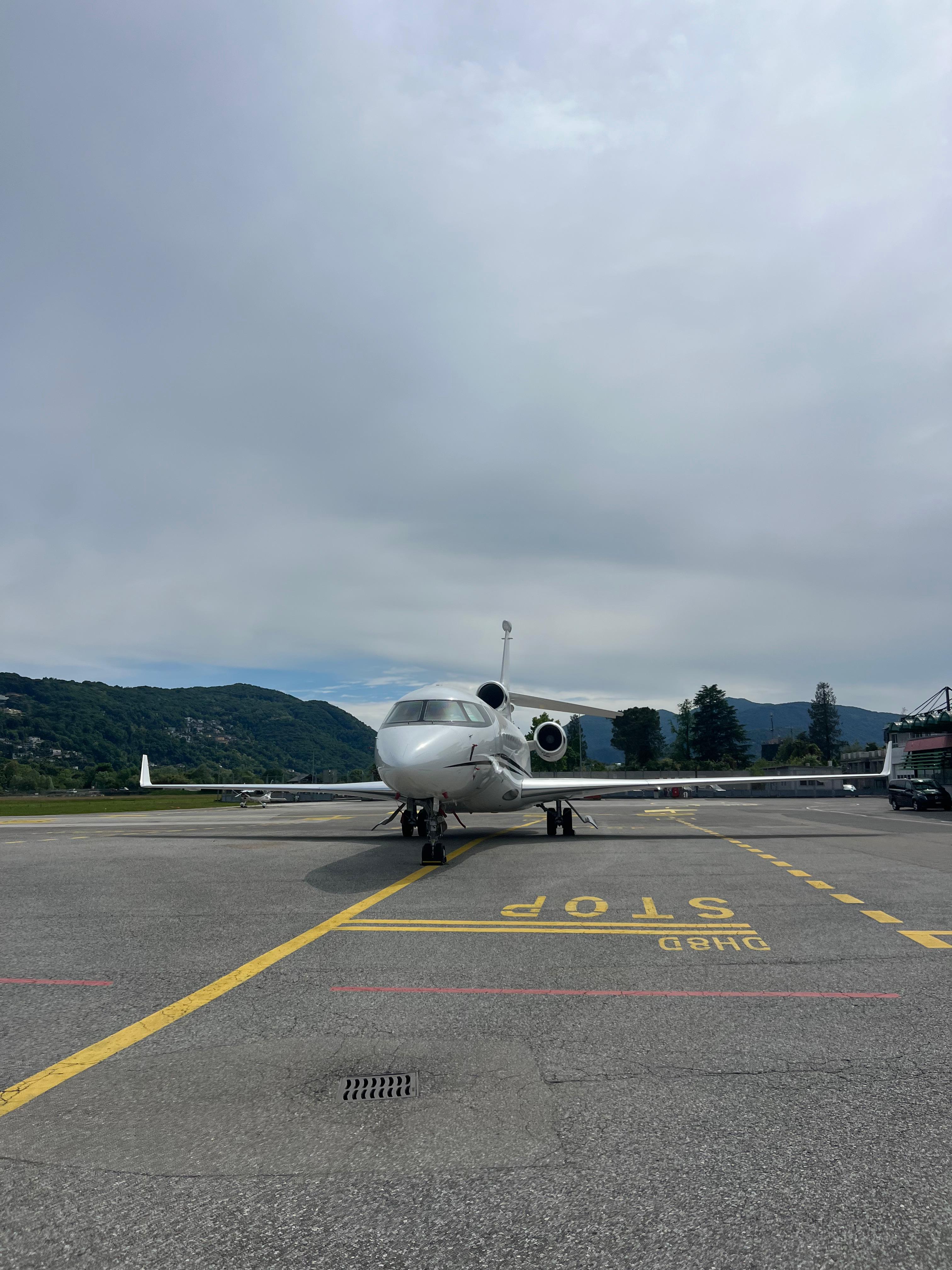 Private jet on tarmac Lugano